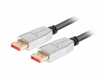 LANBERG připojovací kabel DisplayPort 1.4  M/M, 8K@60Hz, 5K@120Hz, délka 1,8m, černý, se západkou, zlacené konektory