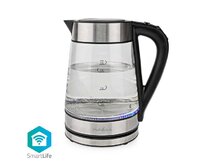 Nedis WIFIWK10CGS - Rychlovarná Konvice | Wi-Fi | 1.7 l | Sklo | 60,70,80,90,100 °C | Ukazatel teploty | Otočný o 360 st