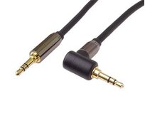 PremiumCord HQ stíněný kabel stereo Jack 3.5mm - Jack 3.5mm zahnutý 90° 1,5m