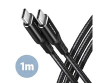 AXAGON BUCM-CM10AB, HQ kabel USB-C <-> USB-C, 1m, USB 2.0, PD 60W 3A, ALU, oplet, černý