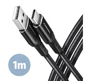 AXAGON BUCM-AM10AB, HQ kabel USB-C <-> USB-A, 1m, USB 2.0, 3A, ALU, oplet, černý