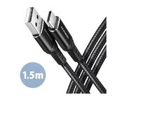 AXAGON BUCM-AM15AB, HQ kabel USB-C <-> USB-A, 1.5m, USB 2.0, 3A, ALU, oplet, černý