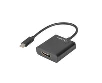 LANBERG USB-C(M) 3.1 na HDMI(F) adaptér kabel 15CM (Displayport ALT MODE) černý  