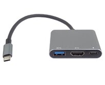 PremiumCord Adaptér USB-C na HDMI + USB3.0 + PD, rozlišení 4K a FULL HD 1080p