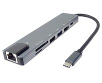 PremiumCord USB-C na HDMI + USB3.0 + USB2.0 + PD + SD/TF + RJ45 adaptér