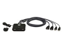 ATEN 2-port HDMI KVM USB mini, integrované kabely, tlačítko pro přepínání