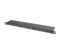 LANBERG PATCH PANEL 24 PORT 0.5U 19” CAT.5E SHIELDED BLACK  