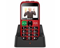 EVOLVEO EasyPhone EB, mobilní telefon pro seniory s nabíjecím stojánkem (červená barva)