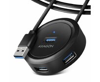 AXAGON HUE-P1AL, 4x USB 3.2 Gen 1 ROUND hub, micro USB napájecí konektor, kabel USB-A 1.2m