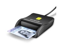 AXAGON CRE-SM3N, USB-A FlatReader čtečka kontaktních karet Smart card (eObčanka), kabel 1.3m