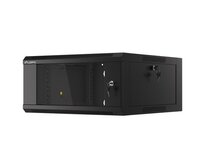 LANBERG Nástěnná jednodílná skříň 19", 4U 570x600 snadná a rychlá montáž (v rozloženém stavu) černá (RAL9004)