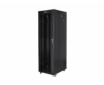 LANBERG Volně stojící skříň 19" 42U/800x800 (v rozloženém stavu) skleněné dveře LCD černá (RAL9004)