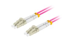 LANBERG optický patch cord MM LC/UPC-LC/UPC duplex 10m LSZH OM4 50/125 průměr 3mm, barva magenta