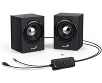 Genius SP-HF385BT, Reproduktory, 2.0, 4W, Bluetooth, 3,5mm jack, USB, dřevěné, černé