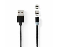 Nedis CCGB60630BK20 - USB 2.0 kabel | USB Micro-B Zástrčka / USB-C™ Zástrčka | 10 W | 2.00 m | Kulatý | Černá 
