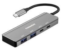 PremiumCord 5G SuperSpeed Hub USB-C na 2x USB 3.2 C +2x USB 3.2 A, Aluminum