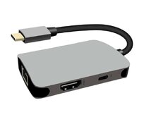 PremiumCord USB-C na HDMI + RJ45 + PD adaptér, hliníkové pouzdro
