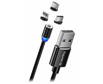 Colorway Nabíjecí Kabel 3v1 Lightning+MicroUSB+USB-C/ Magnetic/ 2.4A/ Nylon/ 1m