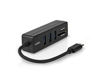 Nedis CCGB61250BK01 - USB hub| USB-A Zástrčka | 3x USB A Zásuvka | 5 Portů  | USB 3.2 Gen 1 | Napájení z USB | 5 Gbps | 