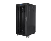 LANBERG Volně stojící skříň 19" 27U/800x1200 (v rozloženém stavu) černá (RAL9004) skleněné dveře LCD  
