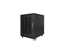 LANBERG Volně stojící skříň 19" 15U/600x800, síťované dveře, černá (RAL9004)   (v rozloženém stavu)