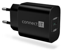 CONNECT IT Voyager2 nabíjecí adaptér 1×USB-C, 25W PD, ČERNÝ