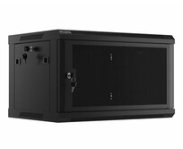LANBERG Nástěnná jednodílná skříň 19", 6U/600x450, (v rozloženém stavu), perforované dveře, černá (RAL9004)