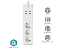 Nedis WIFIP312FWT - SmartLife Prodlužovací Přívod| Wi-Fi | 3x Zásuvka typu F (CEE 7/3) / 4 x USB | 3680 W | 1.8m | Bílá
