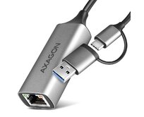 AXAGON ADE-TXCA, USB-C + USB-A 3.2 Gen 1 - Gigabit Ethernet síťová karta, Asix AX88179, auto instal