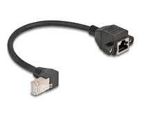 Delock Síťový prodlužovací kabel ze zástrčky S/FTP RJ45, pravoúhlý (90°), na integrovanou zásuvku RJ45, Cat.6A, 0,25 m, 