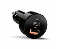 Genius PD-36AC-Car, Napájecí adaptér, do auta, 36W, 1× USB-C, 1× USB, PD 3.0, QC 3.0, černý