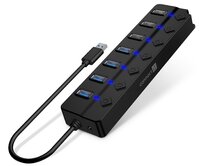 CONNECT IT Mighty Switch 2 USB-A hub, (4xUSB-A 3.0, 3xUSB-A 2.0), externí, ČERNÝ