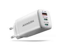 AXAGON ACU-DPQ65W, GaN nabíječka do sítě 65W, 3x port (USB-A + dual USB-C), PD3.0/QC4+/PPS/Apple, bílá