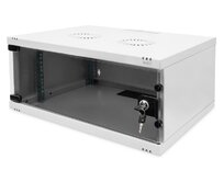 DIGITUS DN-38010 Nástěnná skříň 4U, SOHO, nemontovaná 241x540x400 mm, celoskleněné přední dveře, šedá (RAL 7035)
