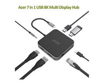Acer 7in1 USB4 8K Multi Display hub: 1x HDMI (až 8K@30Hz), 1x Display Port (až 8K@30Hz), 1x USB-C (Data Transfer až 40Gb
