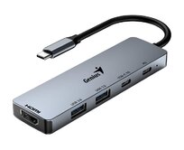 Genius UH-500 Dokovací stanice, USB-C, 1× HDMI, 2× USB 3.0, 2× USB-C, Power Delivery 100W, 15cm, šedá