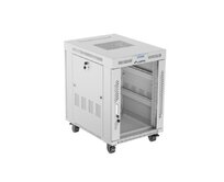 LANBERG Volně stojící skříň 19" 15U/600x800 LCD skleněné dveře šedá
