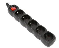 OMEGA Prodlužovací zásuvková lišta s 5 zásuvkami 3,0M 16A 5 SOCKET TYPE E FRENCH BLACK