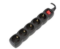 OMEGA Prodlužovací zásuvková lišta s 5 zásuvkami WITH BASIC SURGE PROTECTION 5,0M 16A 5 SOCKET TYPE F SCHUKO GERMAN BLAC
