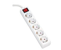 OMEGA Prodlužovací zásuvková lišta s 5 zásuvkami WITH BASIC SURGE PROTECTION 5,0M 16A 5 SOCKET TYPE F SCHUKO GERMAN WHIT