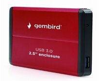 GEMBIRD Externí box pro 2.5" zařízení, USB 3.0, SATA, červený