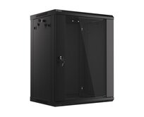 LANBERG 19" RACKOVÁ SKŘÍŇ PRO MONTÁŽ NA STĚNU 15U/600X450 (v rozloženém stavu) S PROSKLENÝMI DVEŘMI ČERNÁ  V2