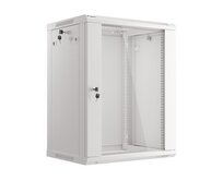 LANBERG 19" RACKOVÁ SKŘÍŇ PRO MONTÁŽ NA STĚNU 15U/600X450 (v rozloženém stavu) S PROSKLENÝMI DVEŘMI ŠEDÁ V2