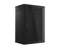 LANBERG 19" RACKOVÁ SKŘÍŇ PRO MONTÁŽ NA STĚNU 18U/600X450 (v rozloženém stavu) S PROSKLENÝMI DVEŘMI ČERNÁ  V2