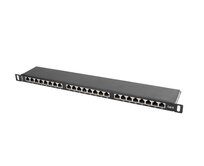 LANBERG PATCH PANEL 24 PORTŮ 0,5U 19" CAT.6 FTP STÍNĚNÝ ČERNÝ