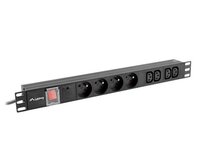 LANBERG 19" 1U 10A 2M 4X FRANCOUZSKÉ ZÁSUVKY 4X ZÁSUVKY IEC C13 ČERNÁ C14