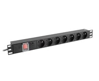 LANBERG NAPÁJECÍ DISTRIBUČNÍ JEDNOTKA (PDU) 19" 1U 10A 2M 7X FRANCOUZSKÉ ZÁSUVKY ČERNÁ C14