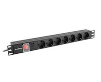 LANBERG NAPÁJECÍ DISTRIBUČNÍ JEDNOTKA (PDU) 19" 1U 10A 2M 7X SCHUKO ZÁSUVKY ČERNÁ C14