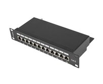 LANBERG PATCH PANEL 12PORT 1U 10" CAT.6 FTP STÍNĚNÝ ČERNÝ