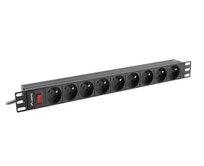 LANBERG NAPÁJECÍ DISTRIBUČNÍ JEDNOTKA (PDU) 19" 1U 16A 3M 9X FRANCOUZSKÉ ZÁSUVKY ČERNÁ